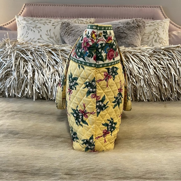 Vintage VERA BRADLEY Hope 2002 Medium Button Tote Yellow Pink Green Floral Y2K - Picture 4 of 12